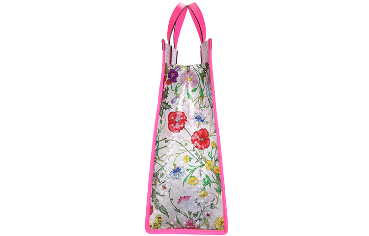 (WMNS) GUCCI Metallic Tiger Head Adornment Flowers Printing PVC Tote Pink Handbag 548713-91EB0-8859 - Handbag - 3