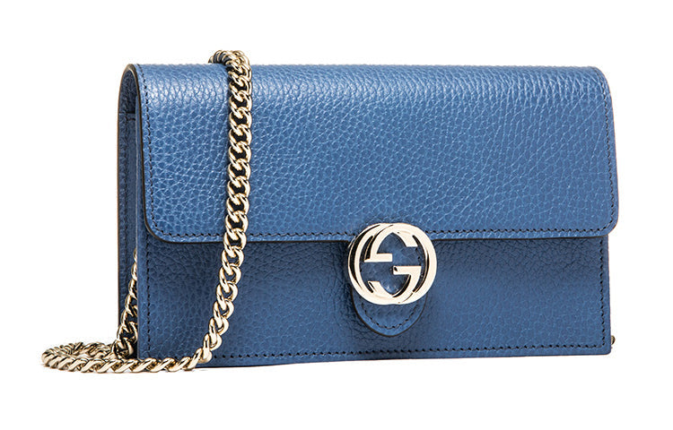 (WMNS) GUCCI Logo Double G Leather WOC Chain Shoulder Messenger Bag Blue Classic 510314-CAO0G-4231 - Shoulder Bags - 3