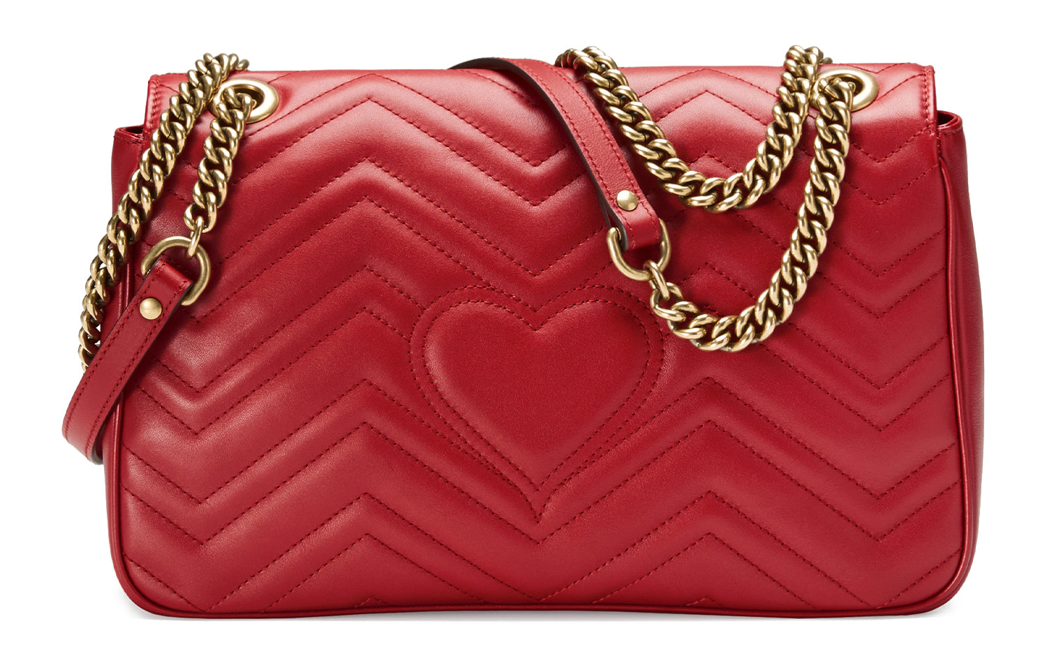 (WMNS) Gucci GG Marmont Gold Logo Distress Leather Chain Shoulder Messenger Bag Red Classic 443496-DTDIT-6433 - Shoulder Bags - 3