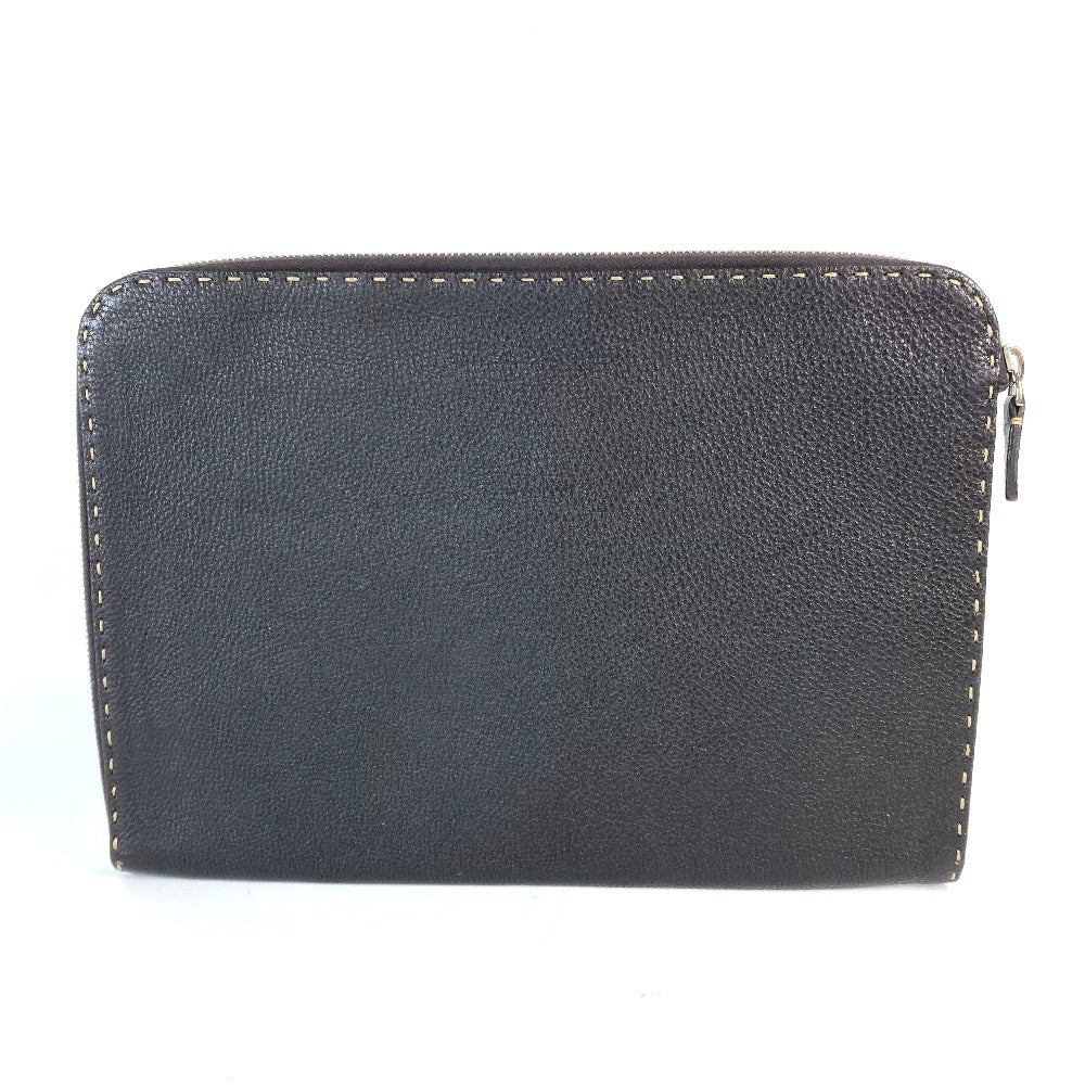 FENDI Clutch bag leather Dark brown bag pouch Celeria mens Used - Handbags, Wallets & Cases
