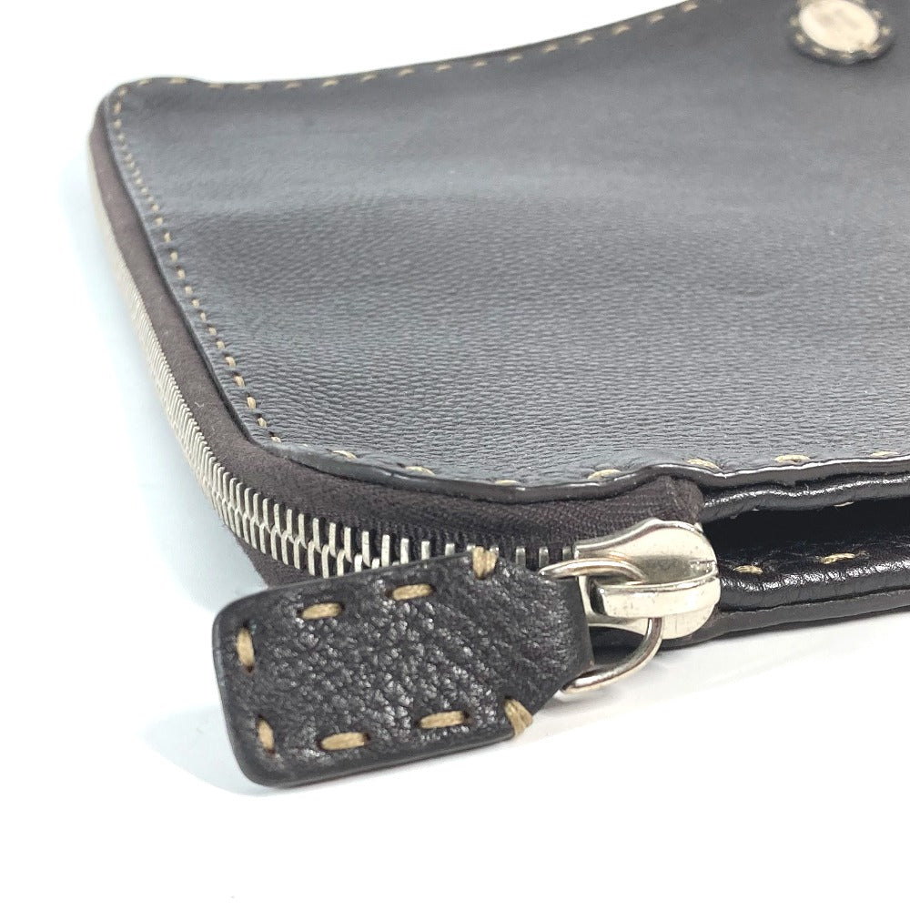 FENDI Clutch bag leather Dark brown bag pouch Celeria mens Used - Handbags, Wallets & Cases