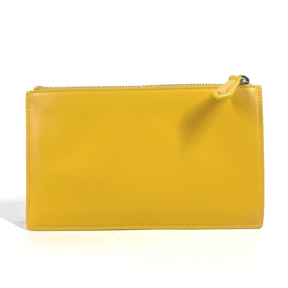 FENDI Clutch bag 7N0114 leather yellow Bag logo FF logo pouch Bucket Women Used - Handbags, Wallets & Cases