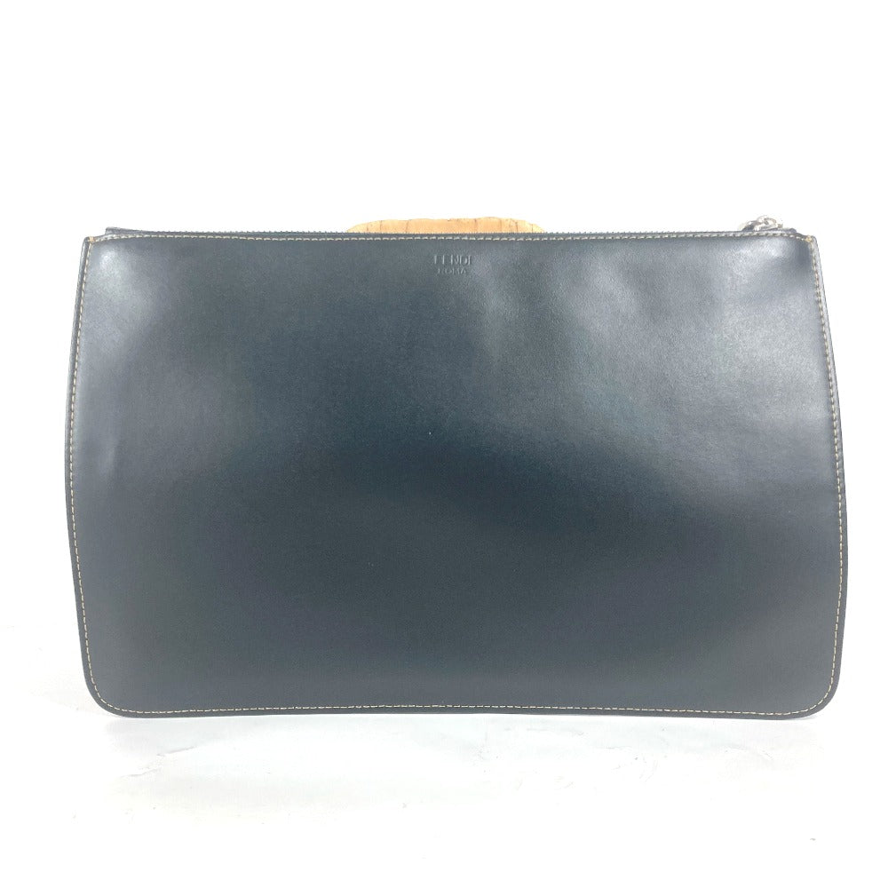 FENDI Clutch bag 7N0078 leather black Pouch Zucca logo mens Used - Handbags, Wallets & Cases