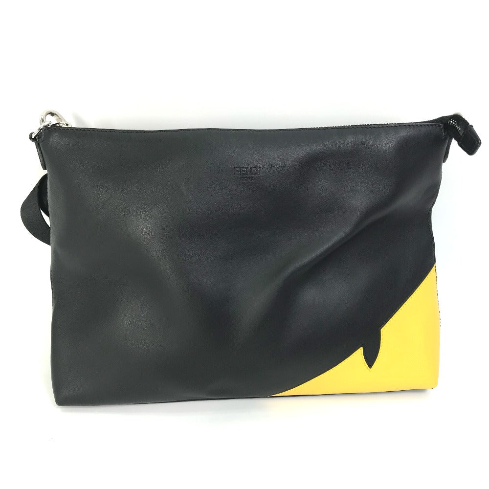 FENDI Shoulder Bag 7VA470 leather black crossbody clutch bag Monster Bugs mens Used - Handbags, Wallets & Cases