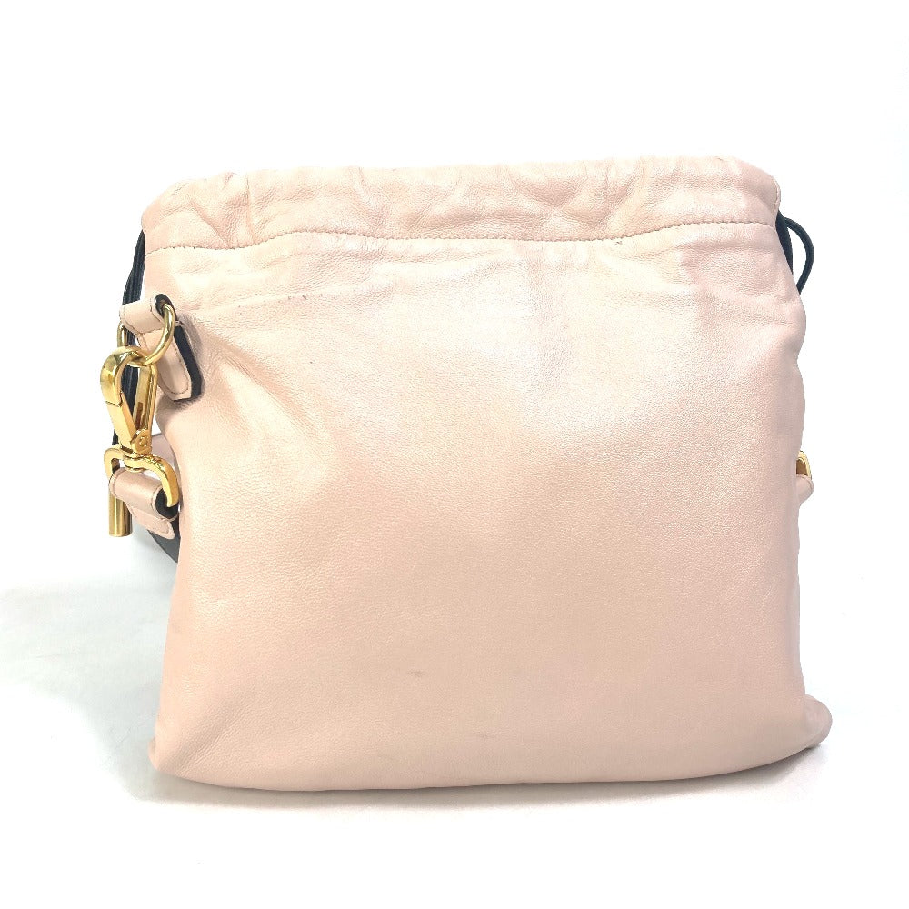 FENDI Shoulder Bag 8BT337 leather pink Drawstring Pochette Pouch Crossbody pack slim clutch small Women Used - Handbags, Wallets & Cases