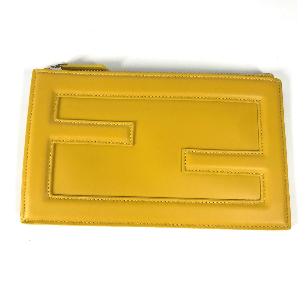 FENDI Clutch bag 7N0114 leather yellow logo Women Used - Handbags, Wallets & Cases