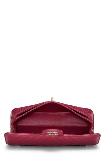 Chl,  Purple Chevron Lambskin Classic Double Flap Medium, Purple - Loose Stones
