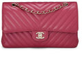 Chl,  Purple Chevron Lambskin Classic Double Flap Medium, Purple - Loose Stones - 6