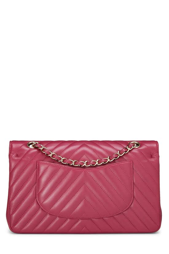 Chl,  Purple Chevron Lambskin Classic Double Flap Medium, Purple - Loose Stones - 3