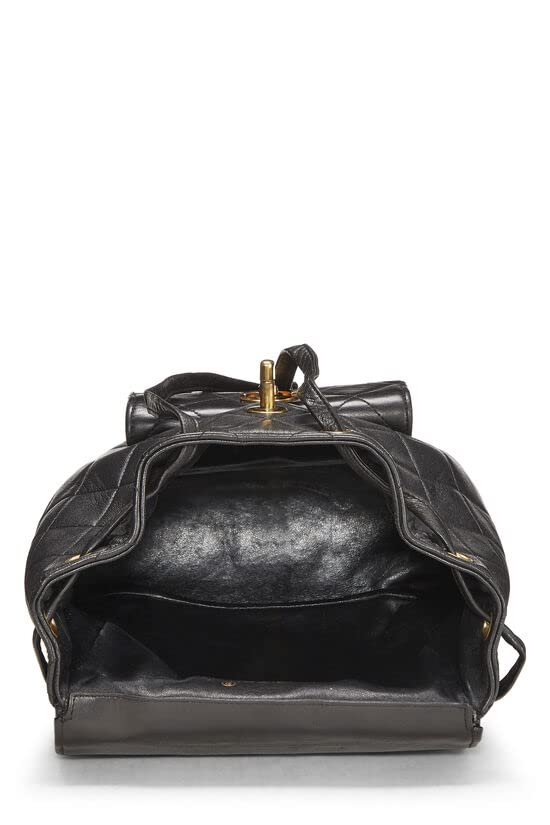 Chl,  Black Quilted Lambskin 'CC' Classic Backpack Medium, Black - Loose Stones