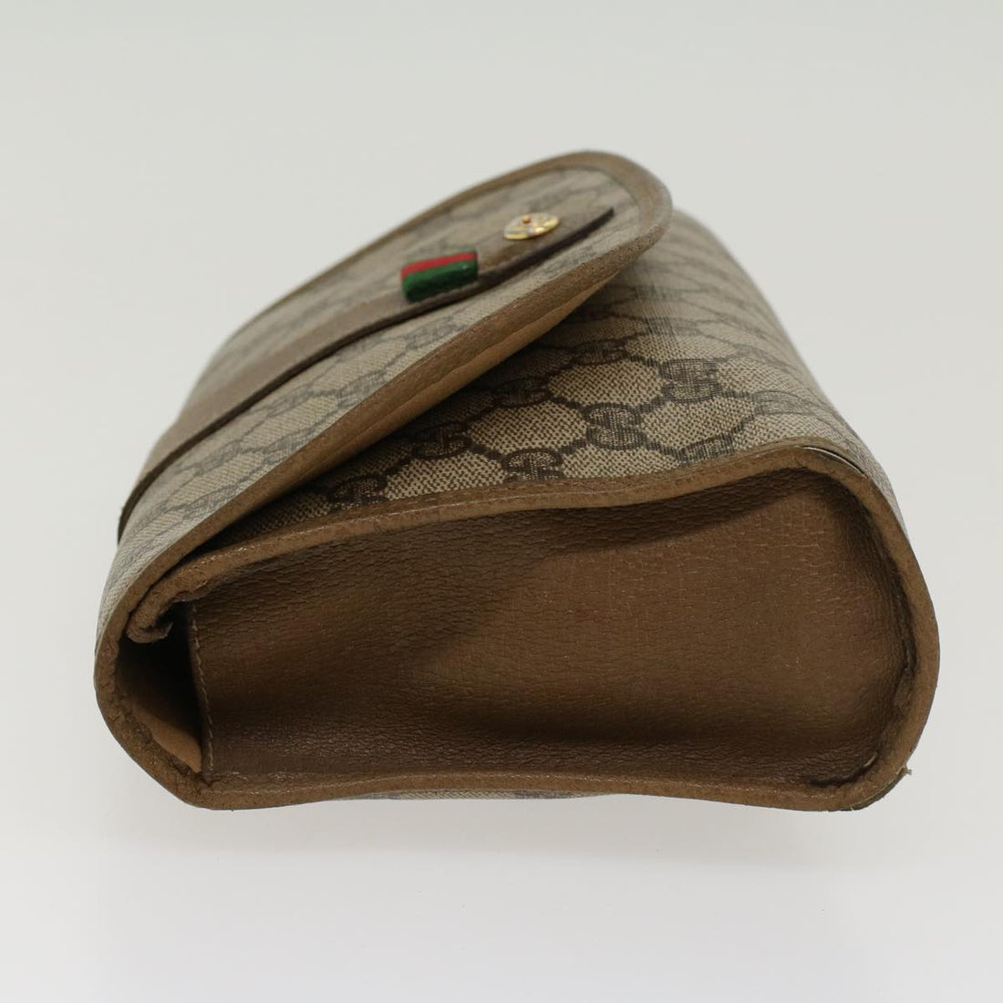 GUCCI GG Canvas Web Sherry Line Clutch Bag PVC Leather Beige Green  43092 - Gucci