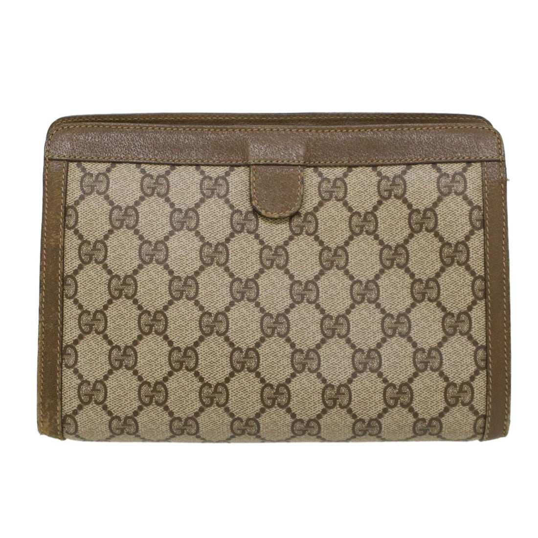 GUCCI GG Canvas Web Sherry Line Clutch Bag PVC Leather Beige Red  43908 - Gucci