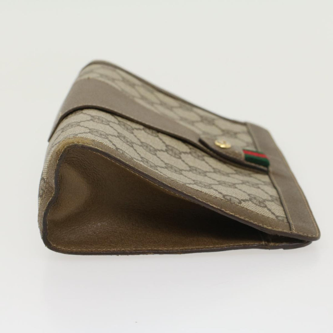 GUCCI GG Canvas Web Sherry Line Clutch Bag PVC Leather Beige Red  43908 - Gucci