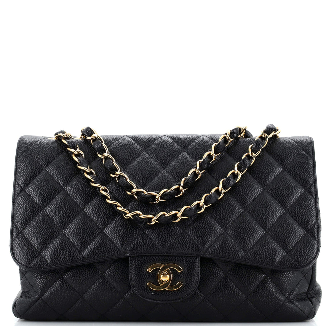 CHANEL Vintage Classic Single Flap Bag Quilted Caviar Jumbo - Handbag & Wallet Accessories