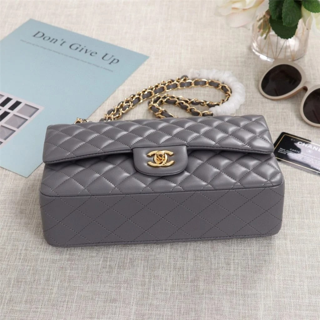 Chanel Classic Double Flap 25 Shoulder Bag Grey - Bag