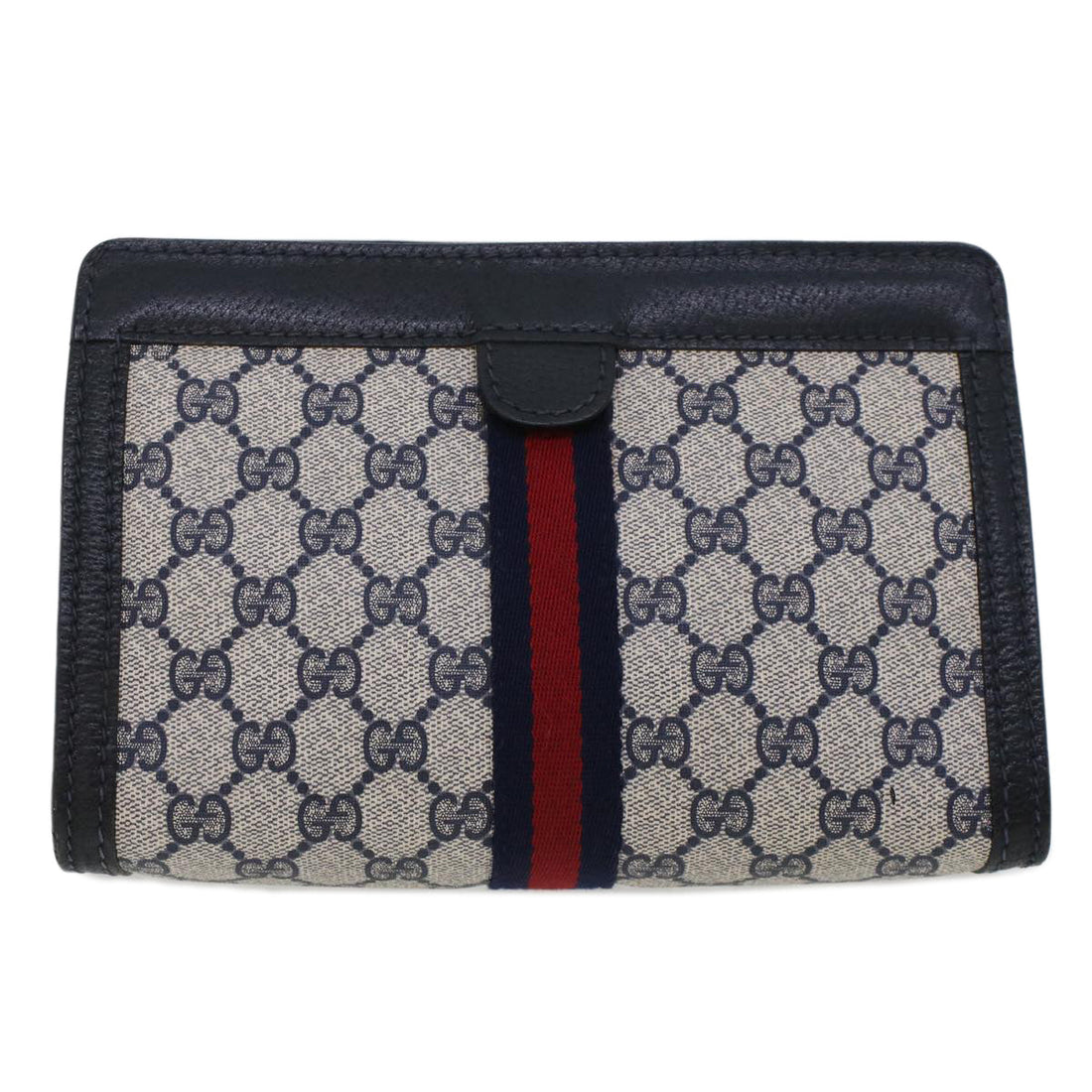 GUCCI GG Canvas Sherry Line Clutch Bag Gray Red Navy 64.014.2125.23  44752 - Gucci