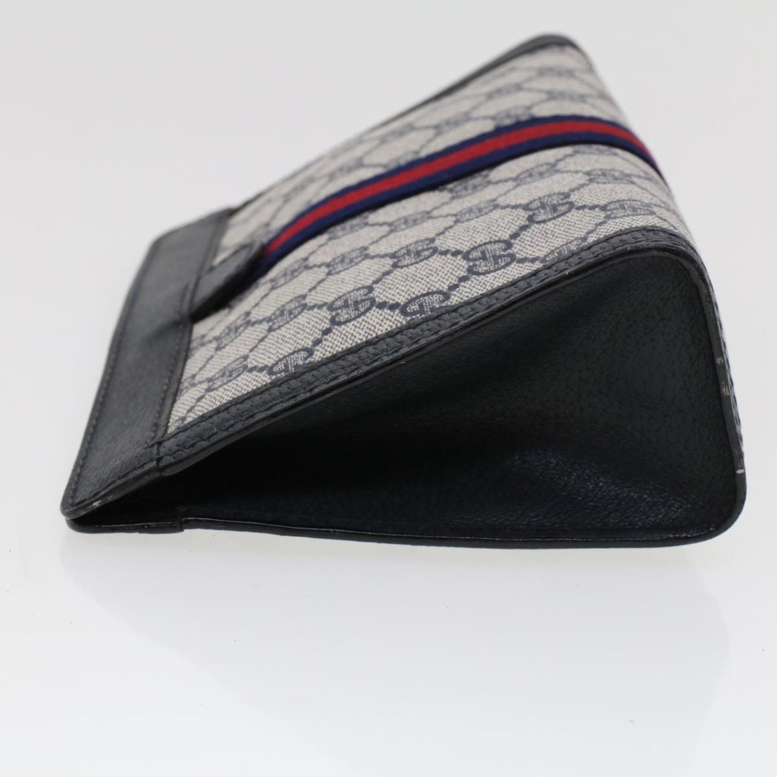 GUCCI GG Canvas Sherry Line Clutch Bag Gray Red Navy 64.014.2125.23  44752 - Gucci