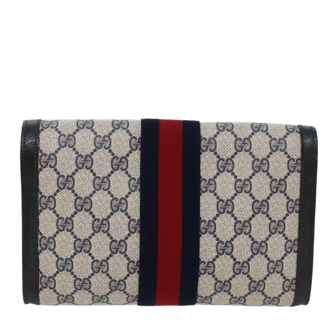 GUCCI GG Canvas Sherry Line Clutch Bag Gray Red Navy 8901006  44806 - Gucci