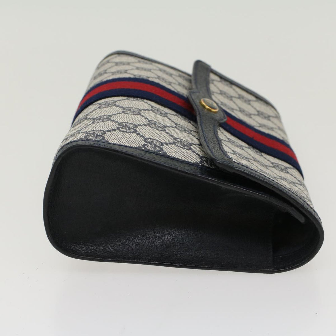 GUCCI GG Canvas Sherry Line Clutch Bag Gray Red Navy 8901006  44806 - Gucci