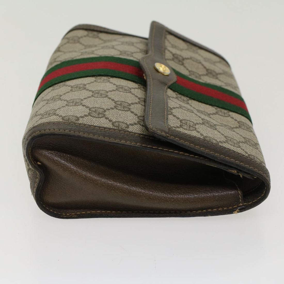 GUCCI GG Canvas Web Sherry Line Clutch Bag PVC Leather Beige Red  45601 - Gucci
