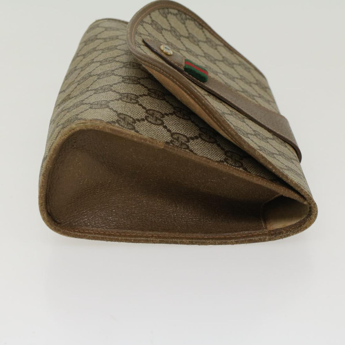 GUCCI GG Canvas Web Sherry Line Clutch Bag PVC Leather Beige Red  45602 - Gucci