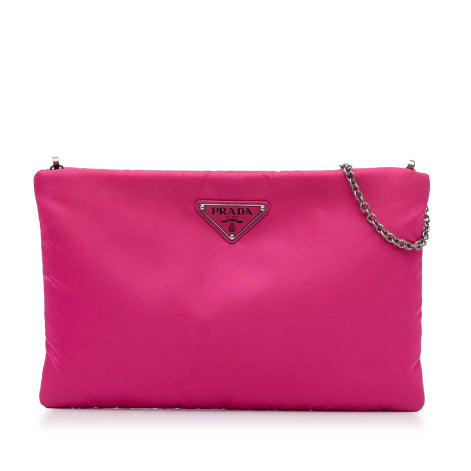 PRADA - Pink Tessuto Fluo Clutch on Chain - Handbags, Wallets & Cases