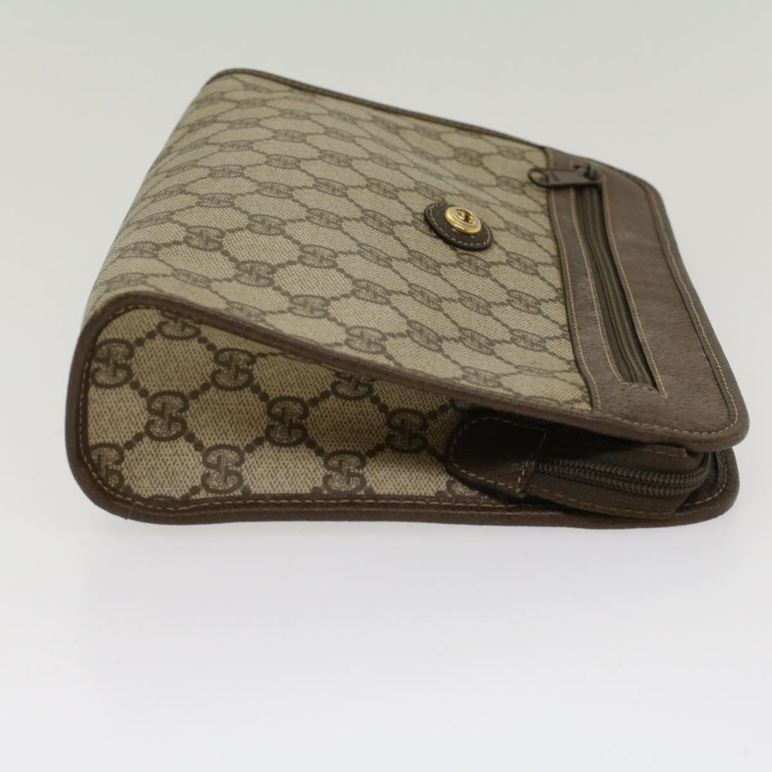 GUCCI GG Canvas Clutch Bag PVC Leather Beige 97.01.037  48147 - Gucci