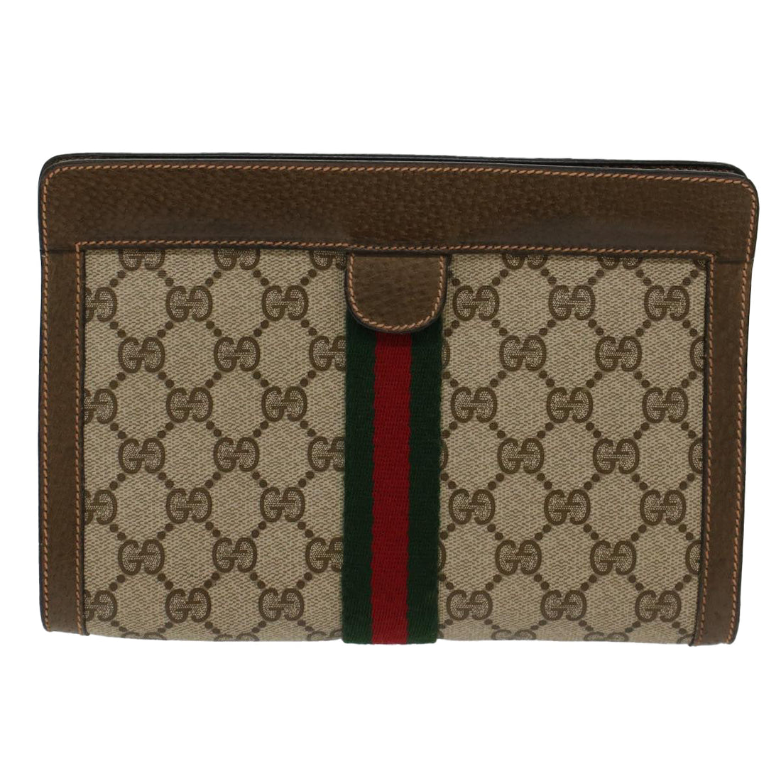 GUCCI GG Canvas Web Sherry Line Clutch Bag Beige Red Green 89.01.001  48199 - Gucci