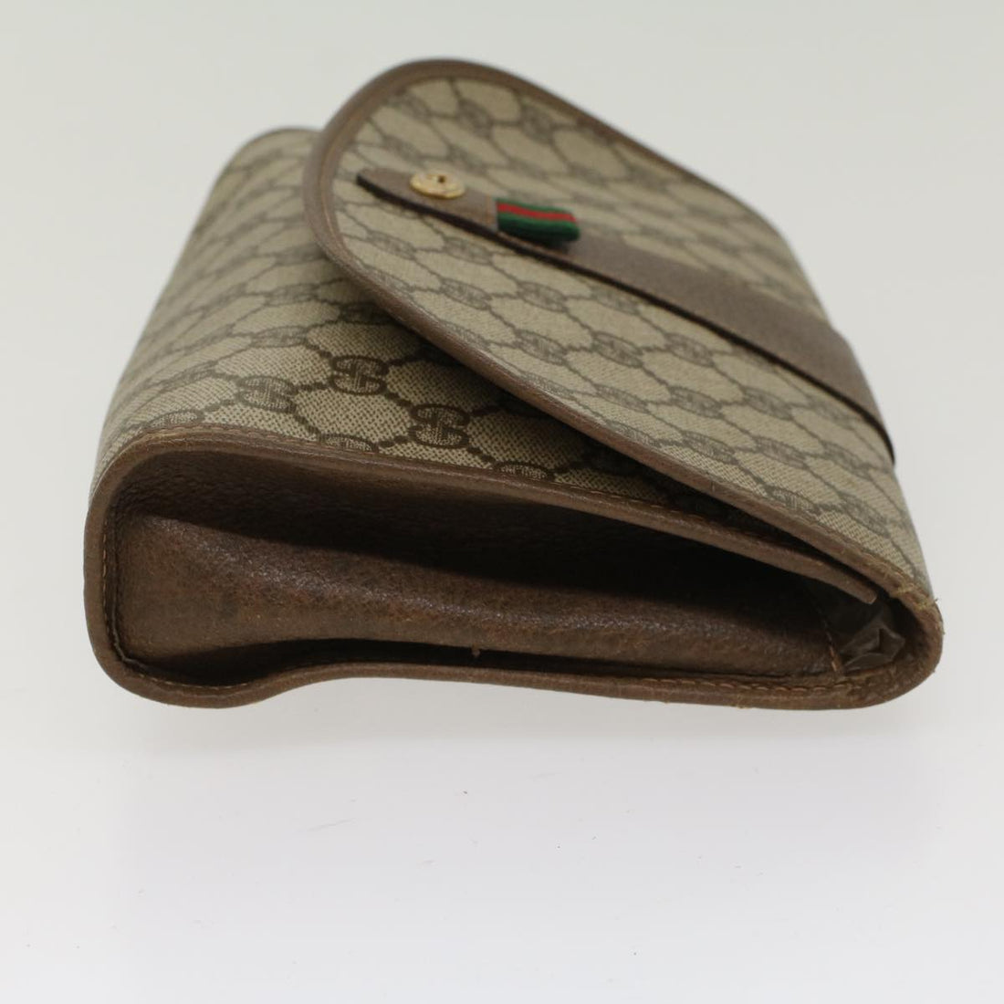 GUCCI GG Canvas Web Sherry Line Clutch Bag PVC Leather Beige Red  48450 - Gucci