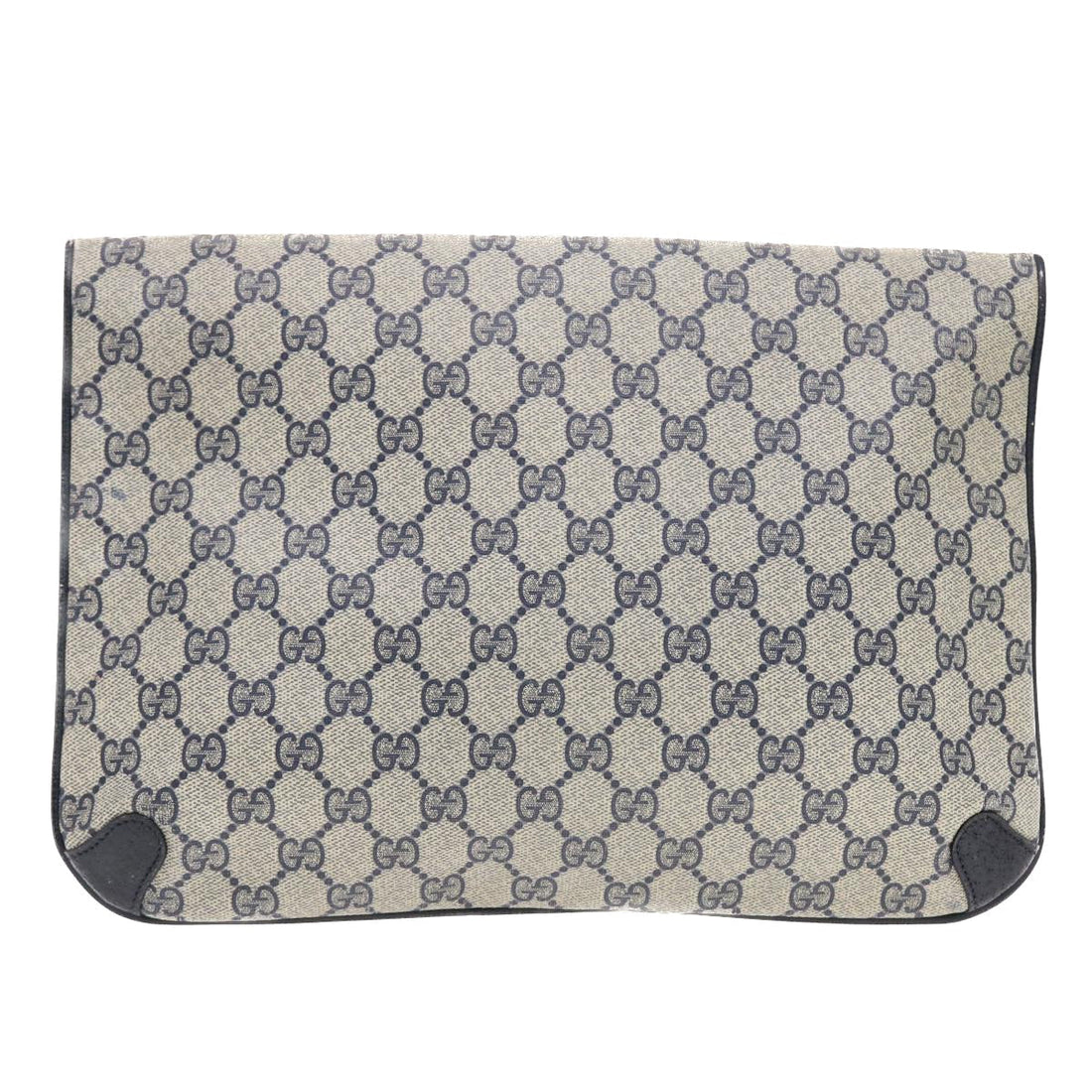 GUCCI GG Canvas Clutch Bag PVC Leather Gray Navy 89 02 075  49798 - Gucci