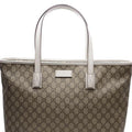 (WMNS) Gucci Logo Leather Logo Canvas Large Capacity Tote Shoulder Bag Ebony / White HandBag 211137-KGDHR-9761 - HandBag - 4