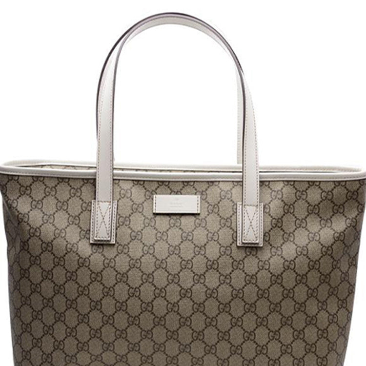 (WMNS) Gucci Logo Leather Logo Canvas Large Capacity Tote Shoulder Bag Ebony / White HandBag 211137-KGDHR-9761 - HandBag - 4