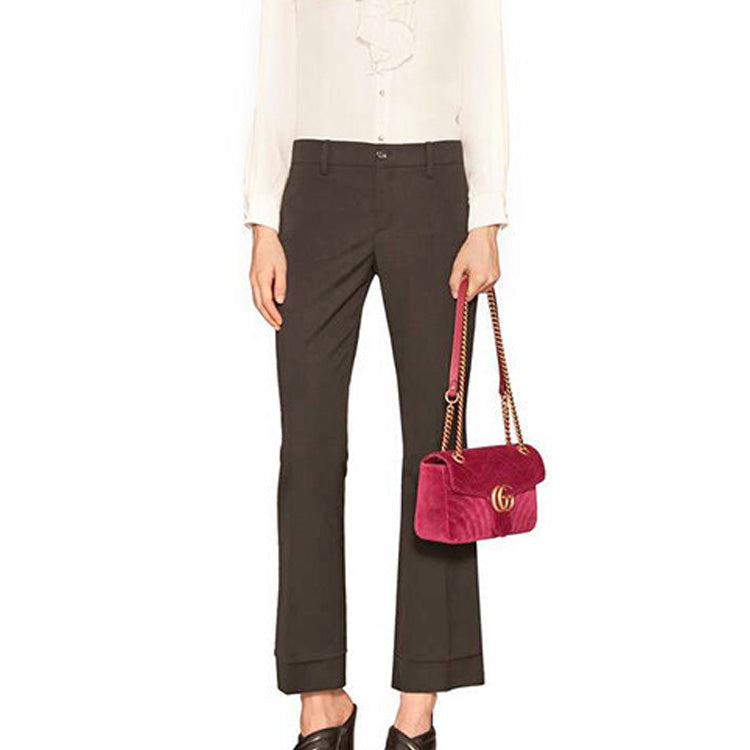 (WMNS) GUCCI GG Marmont Gold Logo Velvet Chain Shoulder Messenger Bag Small Purple Red Classic 443497-K4D2T-5671 - Shoulder Bags - 4