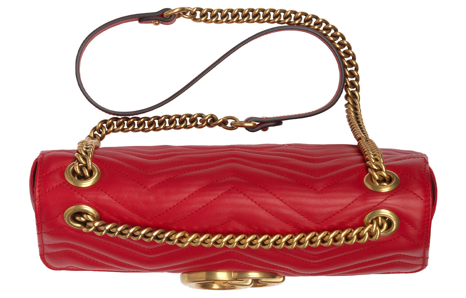 (WMNS) Gucci GG Marmont Gold Logo Distress Leather Chain Shoulder Messenger Bag Red Classic 443496-DTDIT-6433 - Shoulder Bags - 4