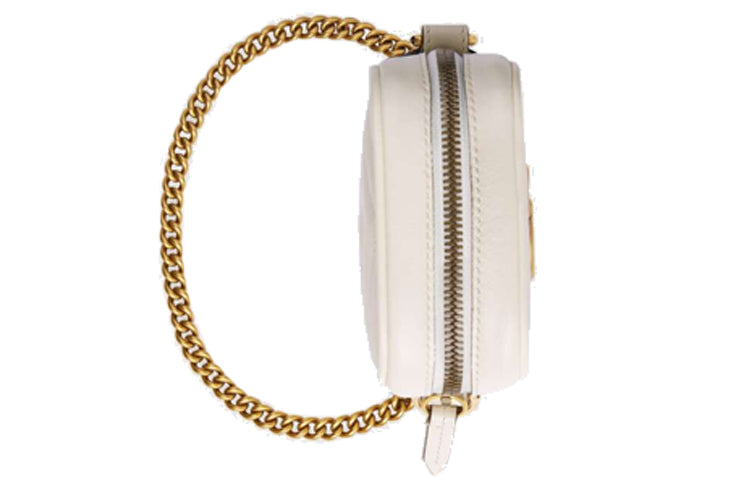 (WMNS) Gucci GG Marmont Gold Logo Leather Chain Shoulder Messenger Bag Mini White Classic 598597-DTDCT-9022 - Shoulder Bags - 4