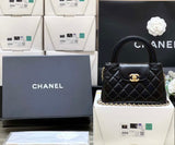 Chanel Kelly Mini Shopping Bag Mini 23K Shiny Aged Calfskin Black 13x19x7cm