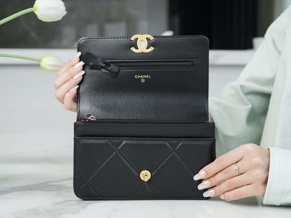 Chanel 19 WOC Wallet On Chain AP0957 BLACK Flap Bag