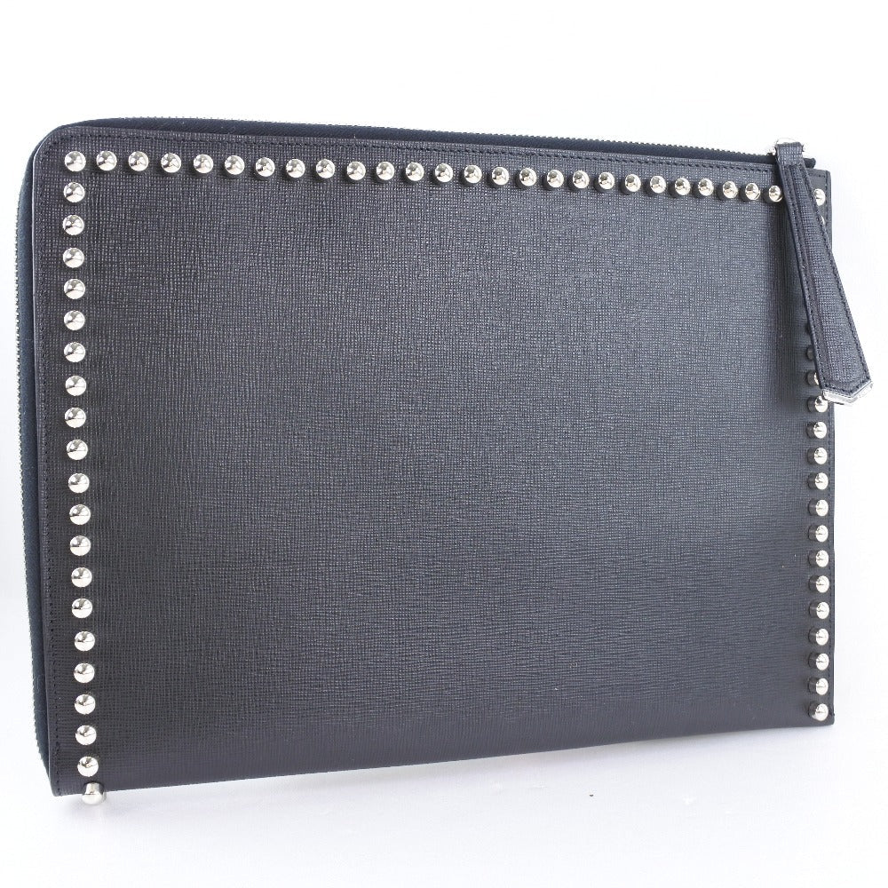 FENDI Clutch bag 8M0370 7MP F0V3X leather black Karl Lagerfeld Studs carlito flat clutch Women Used - Handbags, Wallets & Cases - 4