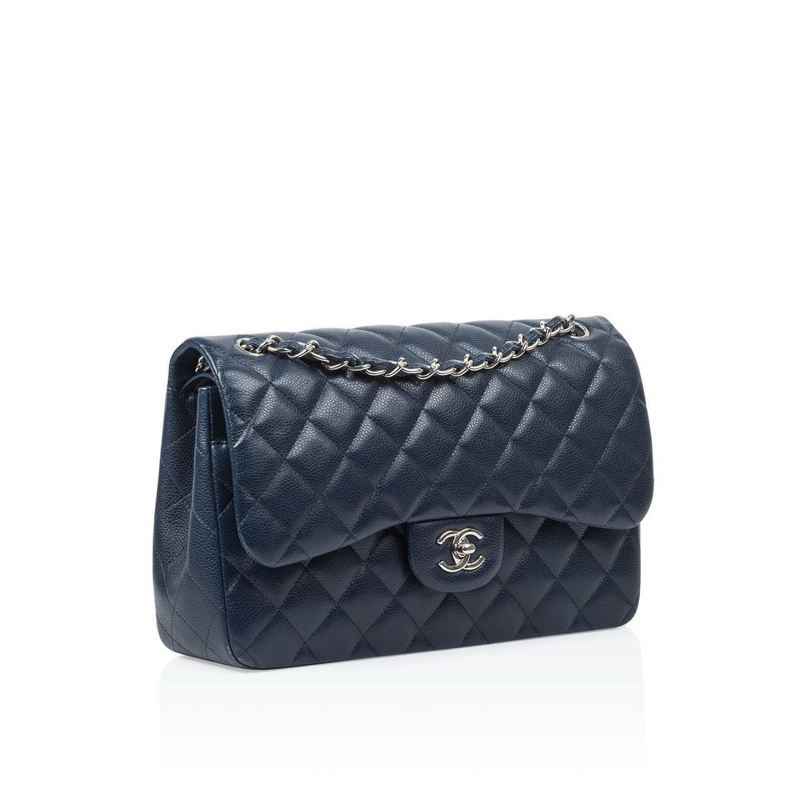 Jumbo Navy Classic Flap Bag - Shoulder Bags