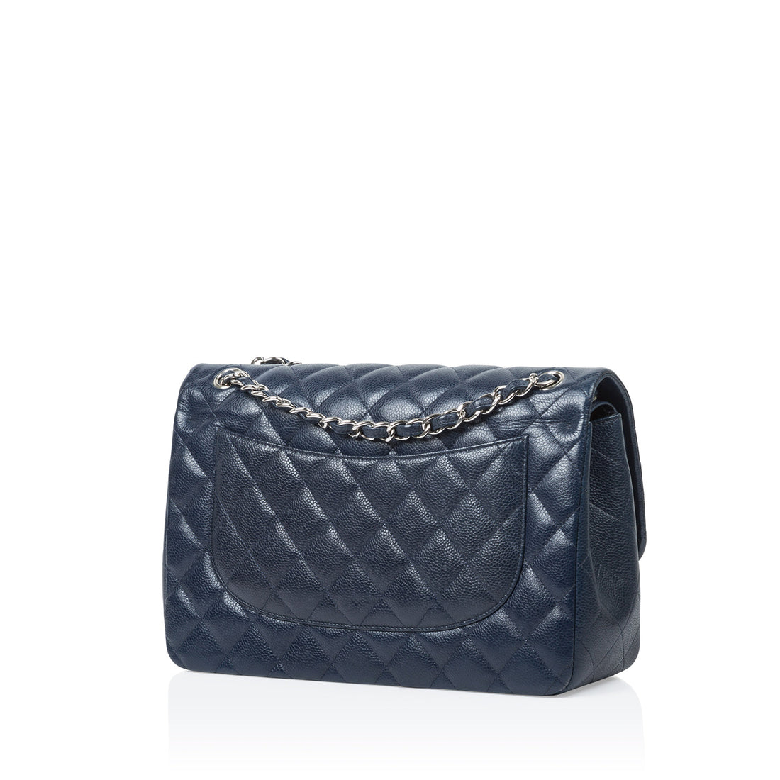 Jumbo Navy Classic Flap Bag - Shoulder Bags
