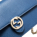 (WMNS) GUCCI Logo Double G Leather WOC Chain Shoulder Messenger Bag Blue Classic 510314-CAO0G-4231 - Shoulder Bags - 5