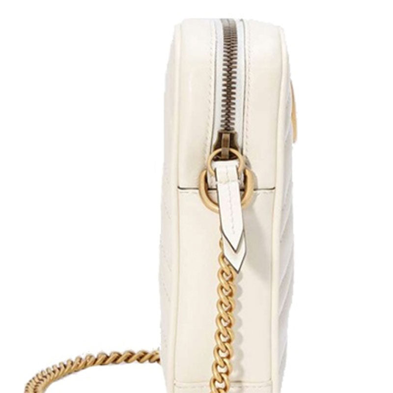 (WMNS) Gucci GG Marmont Gold Logo Leather Chain Shoulder Messenger Bag Mini White Classic 598597-DTDCT-9022 - Shoulder Bags - 5