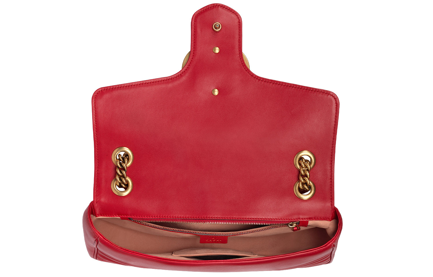 (WMNS) Gucci GG Marmont Gold Logo Distress Leather Chain Shoulder Messenger Bag Red Classic 443496-DTDIT-6433 - Shoulder Bags - 5