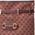 (WMNS) GUCCI Horsebit 1955 Retro Gold buckle Logo Canvas Drawstring Shoulder Messenger Bag Deep Red Classic 602089-9Y9NG-9865 - Shoulder Bags - 5