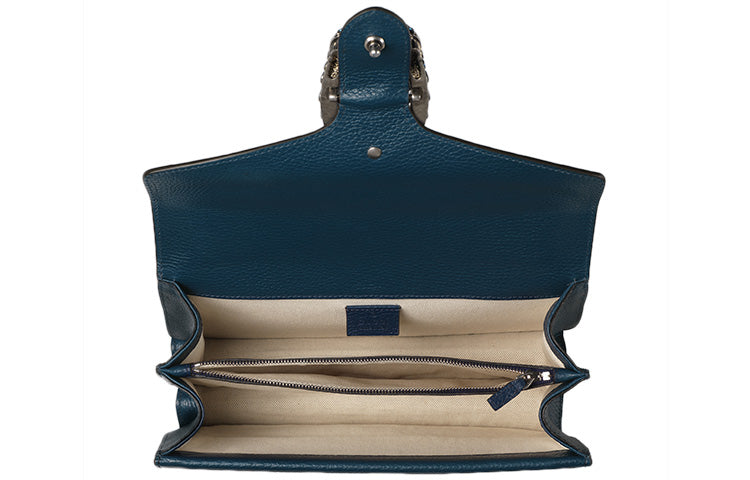 (WMNS) GUCCI Dinoysus Tiger Head Leather Chain Shoulder Messenger Bag Small Navy Blue Classic 400249-CAOGN-8205 - Shoulder Bags - 5