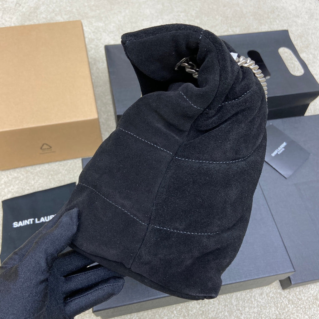 YSL Puffer Suede Black - 29x17x11cm