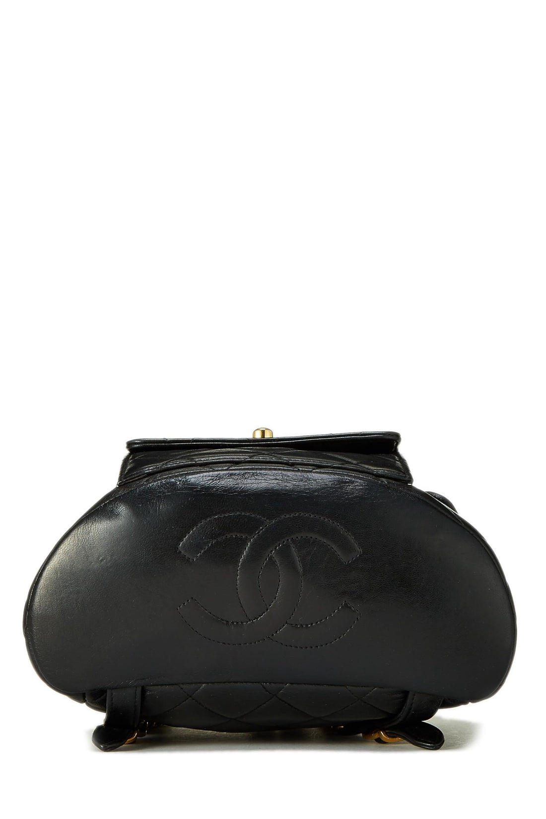 Chl,  Black Quilted Lambskin 'CC' Classic Backpack Medium, Black - Loose Stones