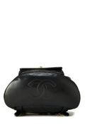 Chl,  Black Quilted Lambskin 'CC' Classic Backpack Medium, Black - Loose Stones - 2