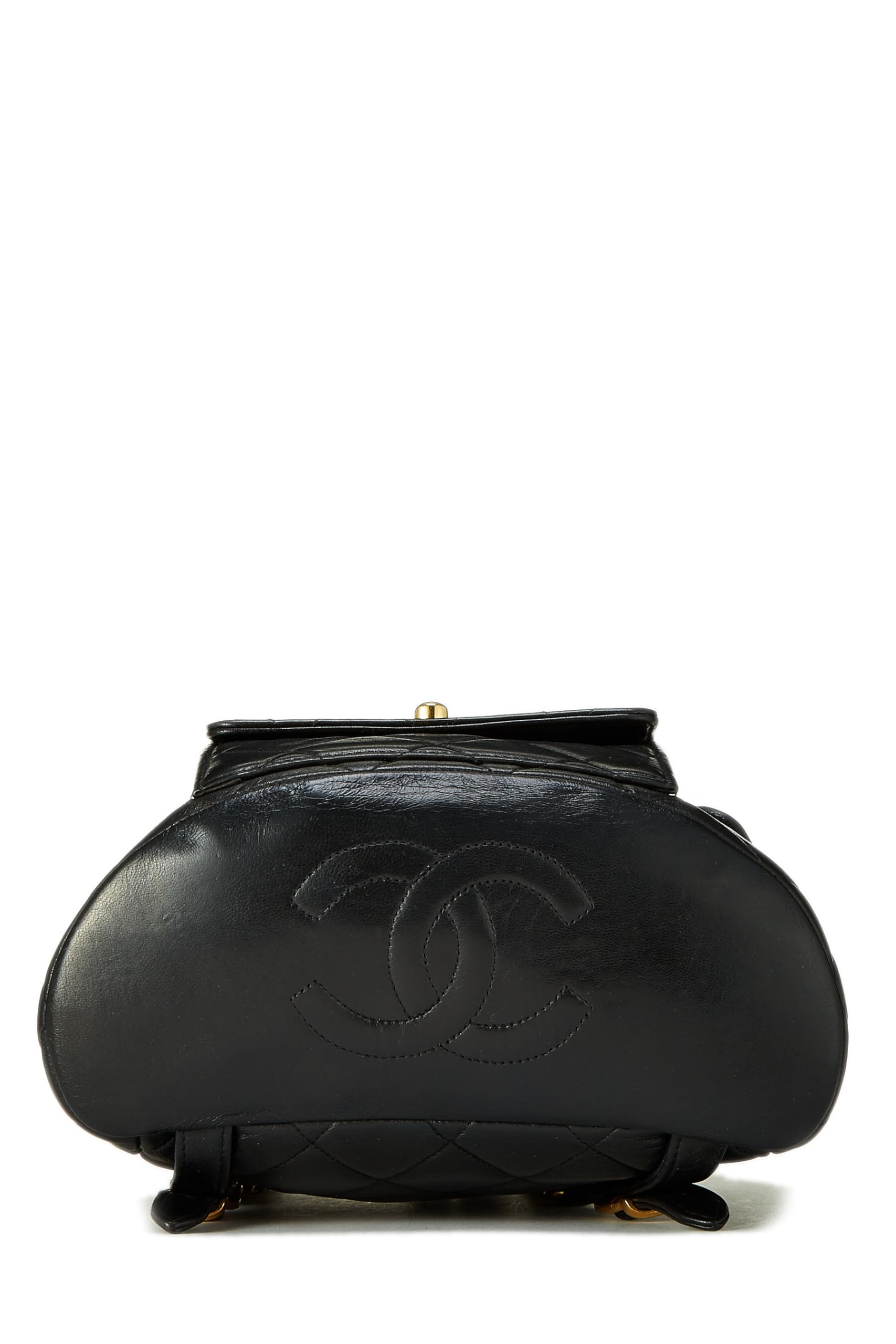 Chl,  Black Quilted Lambskin 'CC' Classic Backpack Medium, Black - Loose Stones - 2