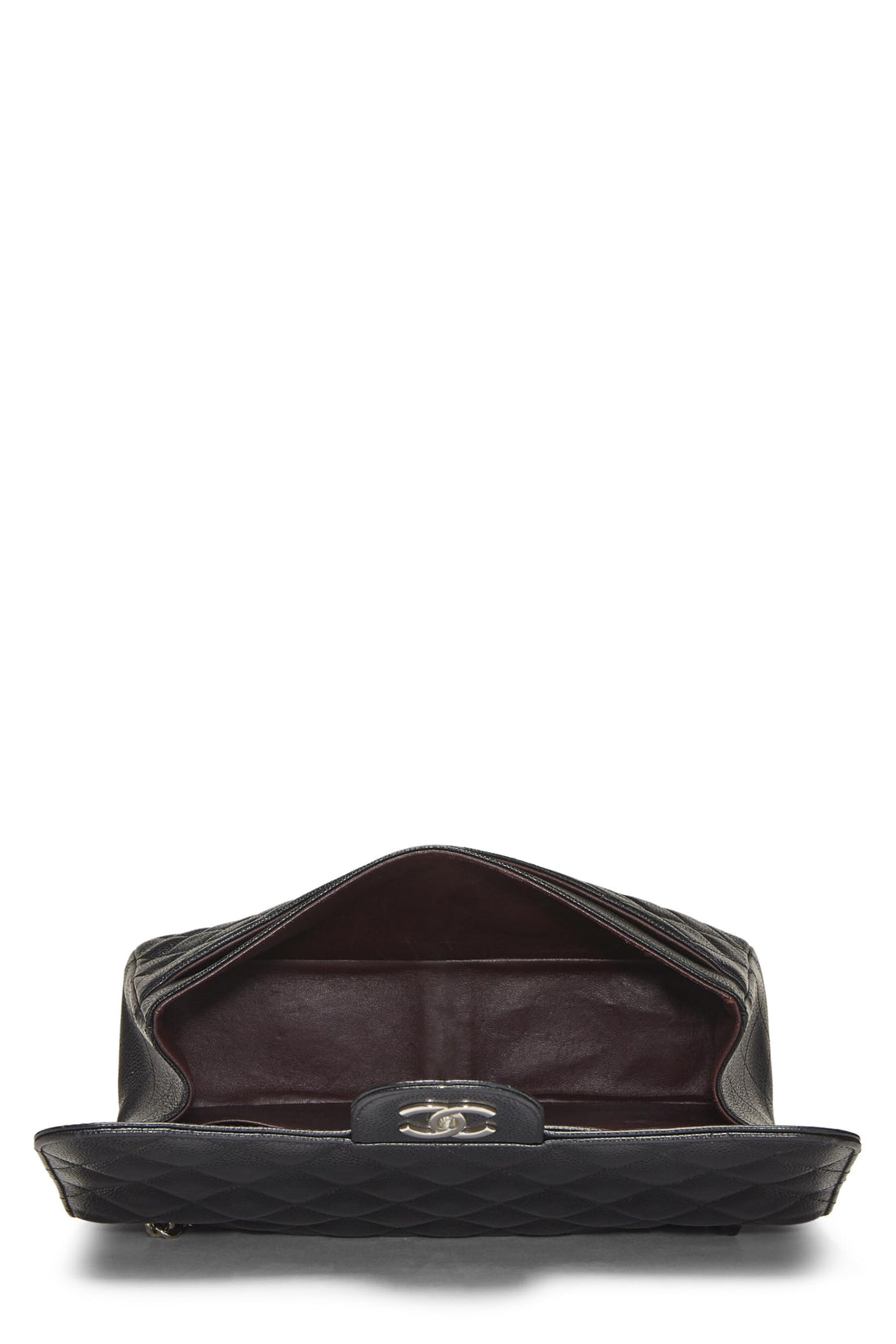 Chl,  Black Quilted Caviar New Classic Flap Jumbo, Black - Loose Stones